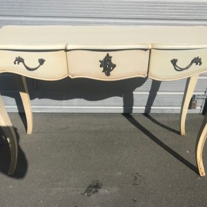 Bureau baroque de style Louis XV blanc sous-main noir Desk