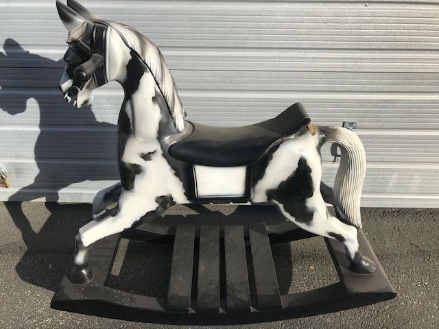 Antique style rocking horses in natural finish all hand painted "Domino"