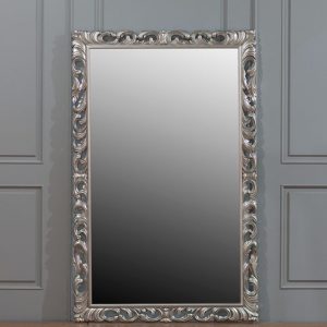 Louis XV very large french style silver leaf mirror -antique finish- hand carved - beveled glass - hand finished