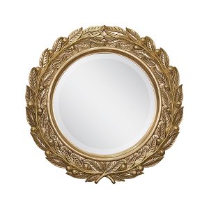 Louis XV round mirror in silver leaf distressed and antiqued finish