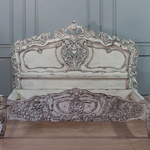 Shabby Chic King size bed in cream -distressed -antique finish